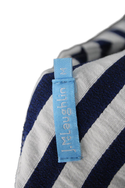 J. Mclaughlin Women Shift Dress Blue Striped Sleeveless Nautical Size M