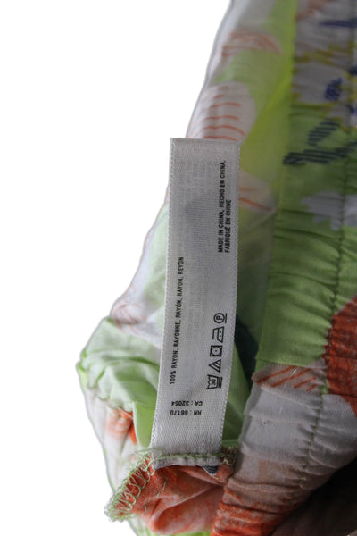 Designer Unisex Adults Multicolor Floral Rayon Capri Pants Drawstring Size L