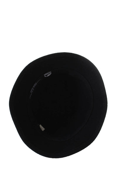 Minga London Women's Wool Bow Embellish Stitch Accent Bucket Hat Black One Size