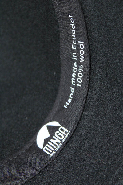 Minga London Women's Wool Bow Embellish Stitch Accent Bucket Hat Black One Size