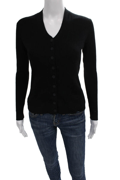 Shin Choi Womens Cardigan V-Neck Black 100% Wool Long Sleeve Size M