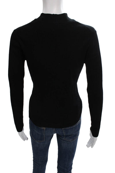 Shin Choi Womens Cardigan V-Neck Black 100% Wool Long Sleeve Size M