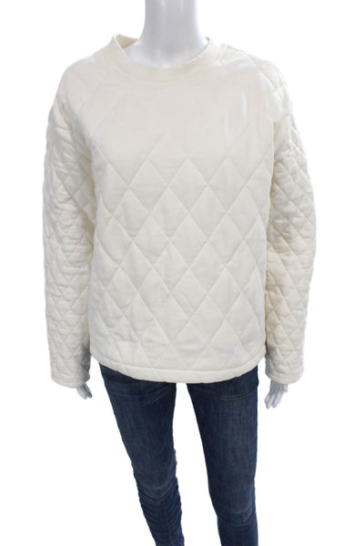 Athleta Unisex Adults Ivory Argyle Pullover Sweatshirt Size M