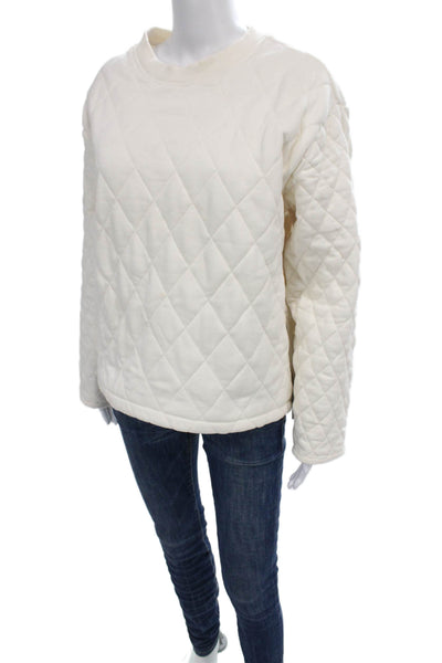 Athleta Unisex Adults Ivory Argyle Pullover Sweatshirt Size M