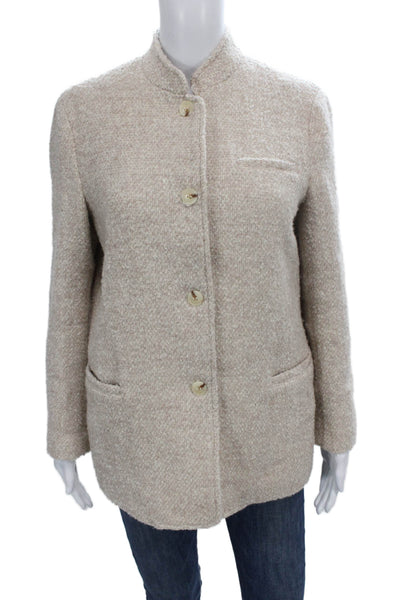 J. Mclaughlin Women Beige Wool Basic Jacket Long Sleeve Size M