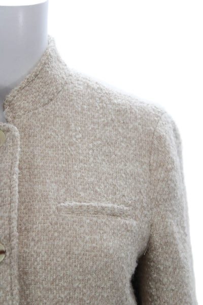J. Mclaughlin Women Beige Wool Basic Jacket Long Sleeve Size M