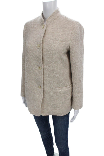 J. Mclaughlin Women Beige Wool Basic Jacket Long Sleeve Size M