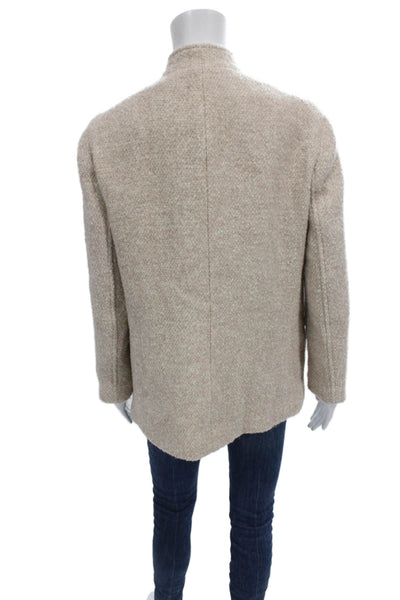 J. Mclaughlin Women Beige Wool Basic Jacket Long Sleeve Size M