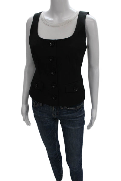 Toccin Women Black Square Neck Basic Tank Size 2
