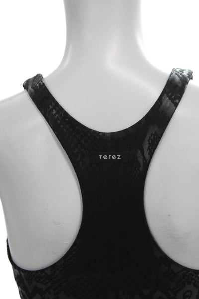 Terez Womens Snakeskin Print Pullover Sports Bra Black Size Small