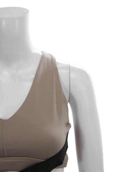 Le Ore Womens Pullover Sports Bra Leggings Beige Black Size Small