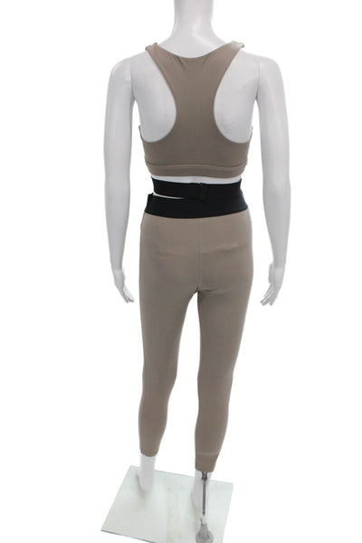 Le Ore Womens Pullover Sports Bra Leggings Beige Black Size Small