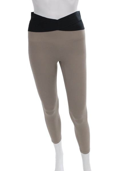 Le Ore Womens Pullover Sports Bra Leggings Beige Black Size Small
