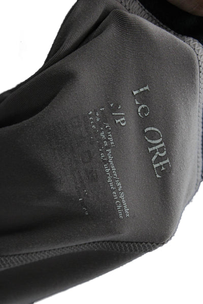 Le Ore Womens Pullover Sports Bra Leggings Beige Black Size Small