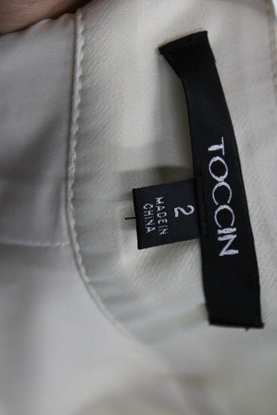 Toccin Women Cropped Ivory Pants Polyester Zip 26 Inseam Size 2