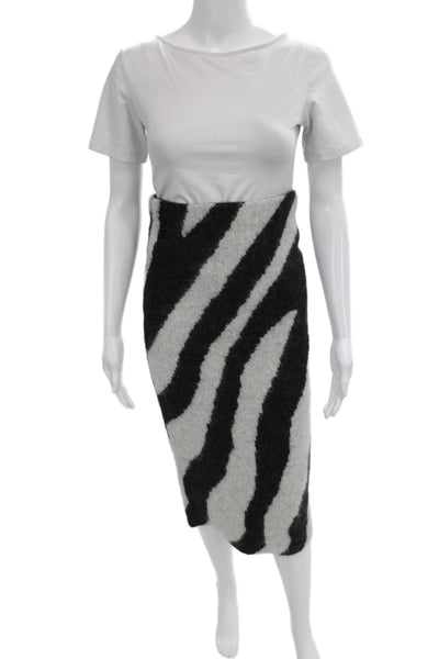 Toccin Womens Black Zebra Knit Straight Pencil Skirt Long Pull On Size S