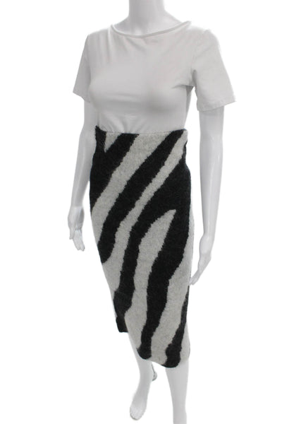 Toccin Womens Black Zebra Knit Straight Pencil Skirt Long Pull On Size S