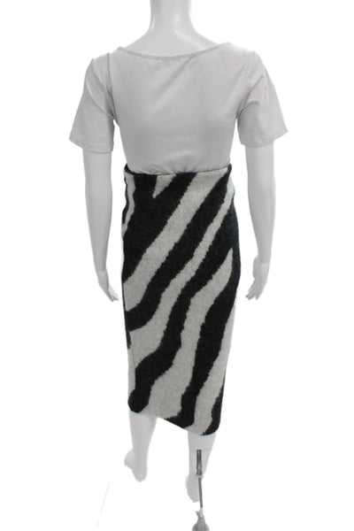 Toccin Womens Black Zebra Knit Straight Pencil Skirt Long Pull On Size S