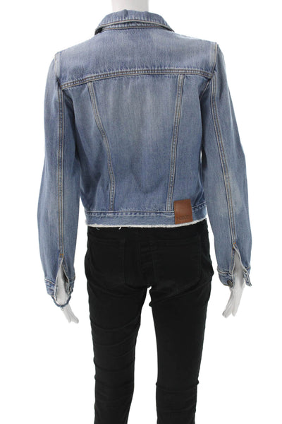 Nobody Denim Unisex Denim Jacket Blue Distressed Button Size S