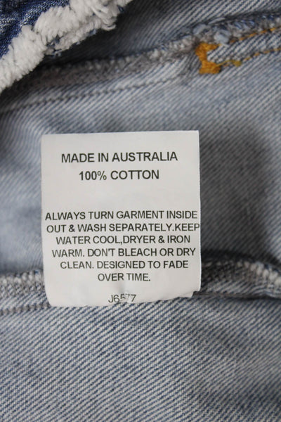 Nobody Denim Unisex Denim Jacket Blue Distressed Button Size S