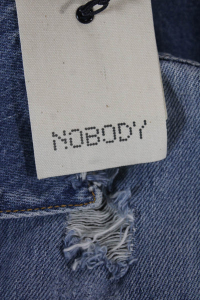 Nobody Denim Unisex Denim Jacket Blue Distressed Button Size S
