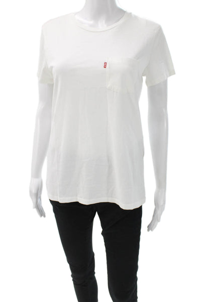 Levis Womens Basic White Cotton Crew Neck Short Sleeve T-Shirt Size S