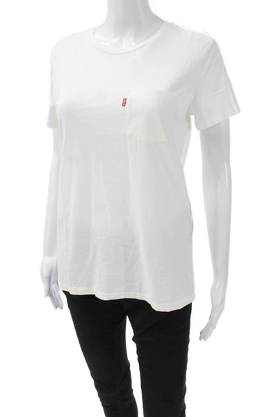 Levis Womens Basic White Cotton Crew Neck Short Sleeve T-Shirt Size S