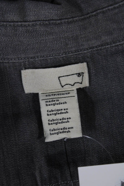 Levis Women Basic Gray Button-Up 100% Cotton Long Sleeve Western Size XS