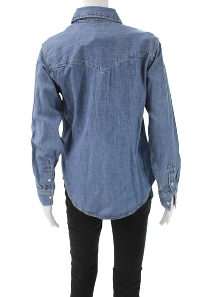 Levis Unisex Adults Button Up Western Collared Long Sleeve Cotton Blue Size S
