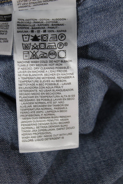 Levis Unisex Adults Button Up Western Collared Long Sleeve Cotton Blue Size S