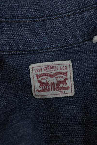 Levis Unisex Adults Button Up Western Collared Long Sleeve Cotton Blue Size S
