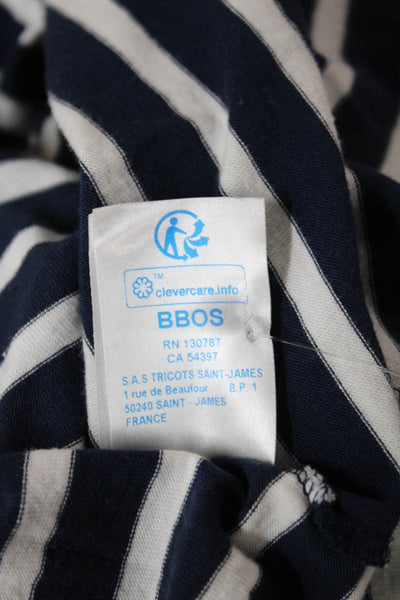 Saint James Womens Boat Neck Striped Cotton Long Sleeve T-Shirt Blue Size 42