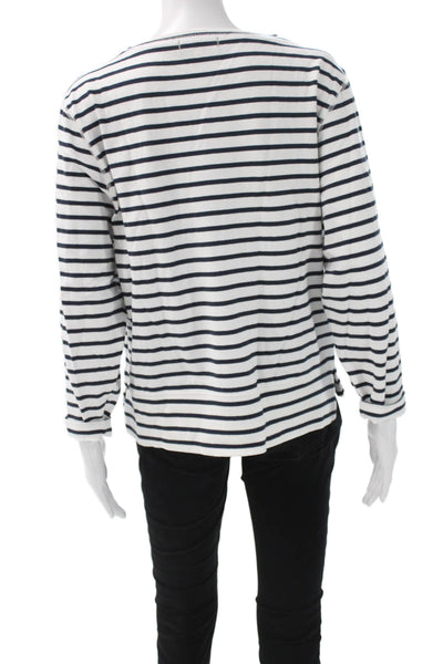Alex Mill Women White Striped Cotton Crew Neck Longsleeve T-Shirt Size M