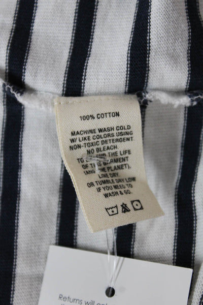 Alex Mill Women White Striped Cotton Crew Neck Longsleeve T-Shirt Size M