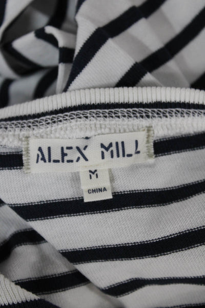 Alex Mill Women White Striped Cotton Crew Neck Longsleeve T-Shirt Size M