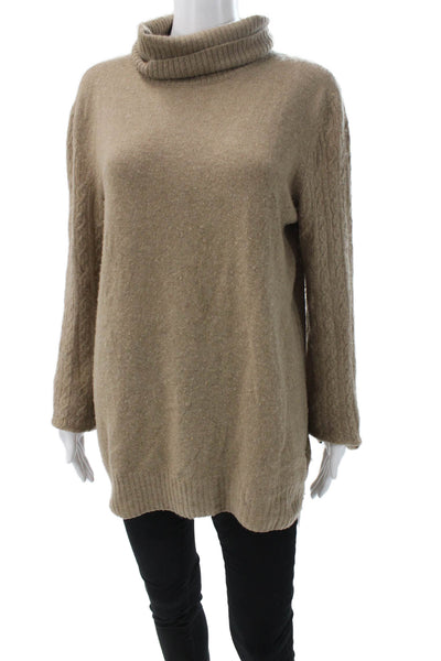 Loro Piana Womens Cashmere Cowl Neck Pullover Sweater Beige Long Sleeve Size S