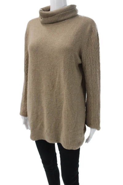 Loro Piana Womens Cashmere Cowl Neck Pullover Sweater Beige Long Sleeve Size S