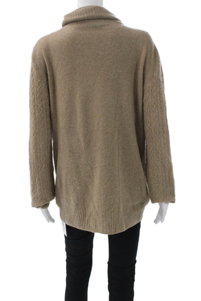 Loro Piana Womens Cashmere Cowl Neck Pullover Sweater Beige Long Sleeve Size S