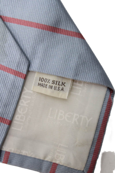 Liberty Of London Mens Classic Width Striped Silk Tie Blue Pink