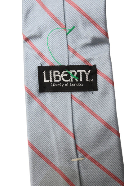 Liberty Of London Mens Classic Width Striped Silk Tie Blue Pink