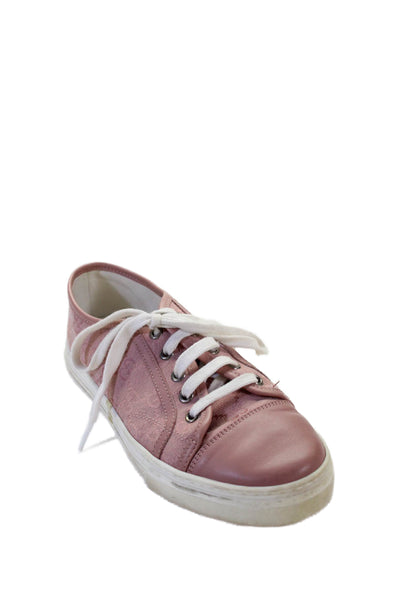 Gucci Womens Leather Guccissima Print Low Top Sneakers Pink Size 36.5 6.5