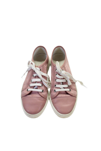 Gucci Womens Leather Guccissima Print Low Top Sneakers Pink Size 36.5 6.5