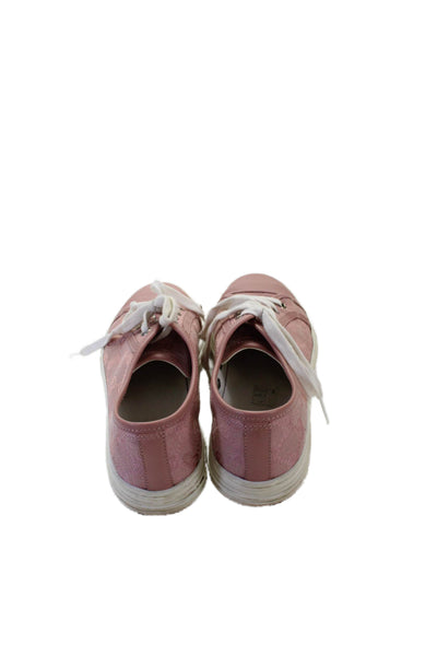 Gucci Womens Leather Guccissima Print Low Top Sneakers Pink Size 36.5 6.5