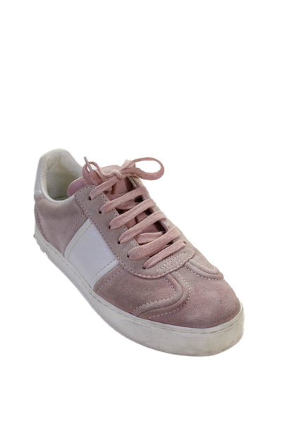 Valentino Garavani Womens Suede Low Top Rockstud Sneakers Pink White Size 6.5