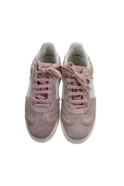 Valentino Garavani Womens Suede Low Top Rockstud Sneakers Pink White Size 6.5