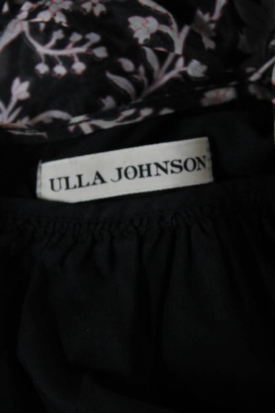 Ulla Johnson Women Black Floral Cotton Blend Sundress Tie Full Length Size 0
