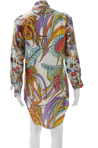 La Prestic Ouiston Women Shirt Dress Floral Collared Long Sleeve Multi Size S