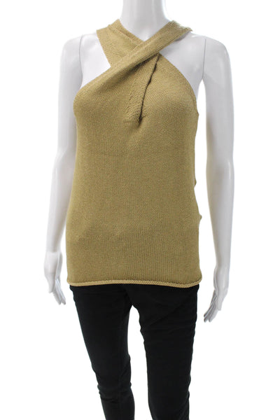 Brochu Walker Womens Halter Tank Sleeveless Gold Rayon Blend Size XS