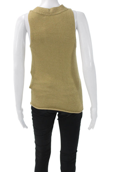 Brochu Walker Womens Halter Tank Sleeveless Gold Rayon Blend Size XS