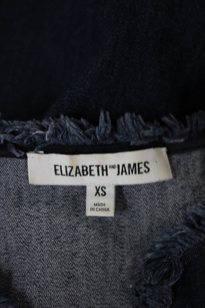 Elizabeth & James Women Basic V Neck Sleeveless Blue Cotton Tank Size XS